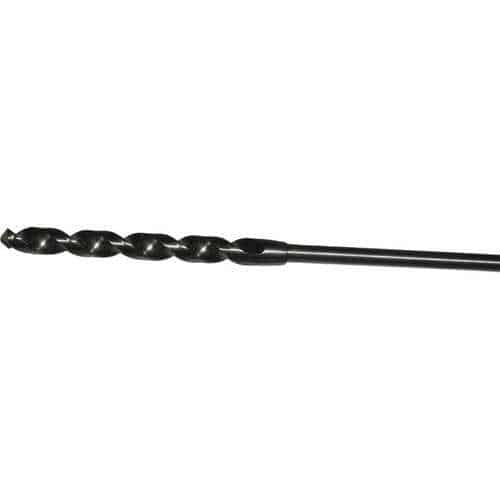 Black drill bit on a white background
