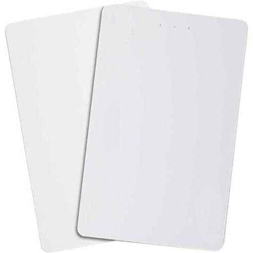Two white key cards on a white background