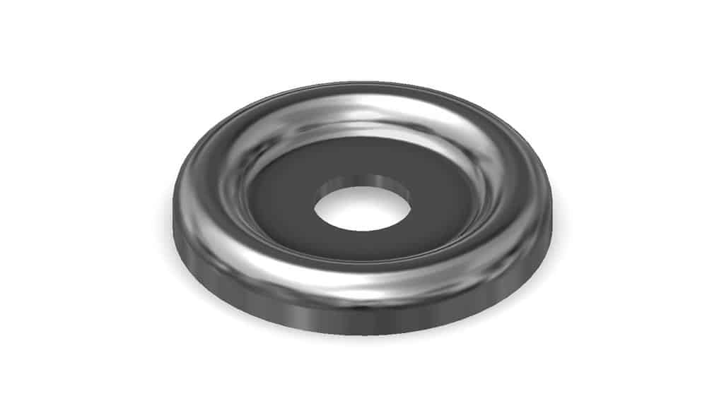 Metallic washer on a white background