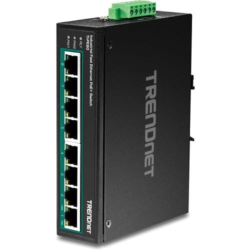 TRENDnet TI-PE80 8-Port Industrial Fast Ethernet PoE+ DIN-Rail Switch