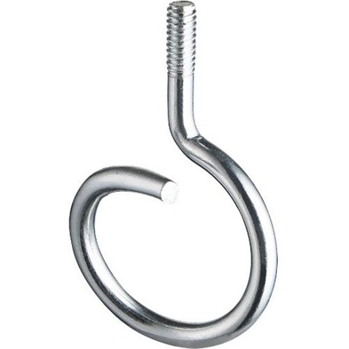 Threaded metal bridle ring on a white background