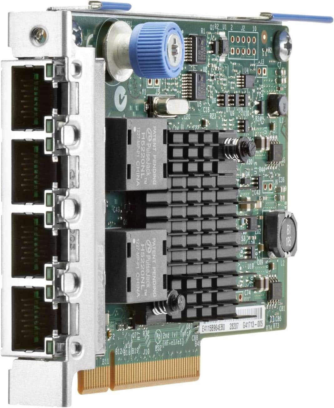 Network adapter card with multiple ports on a white background