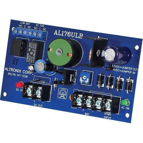 Altronix AL176ULB Access Control Power Supply Charger, Single PTC Class 2 Output, 12/24VDC @ 1.75A, FAI, 24VAC, Board