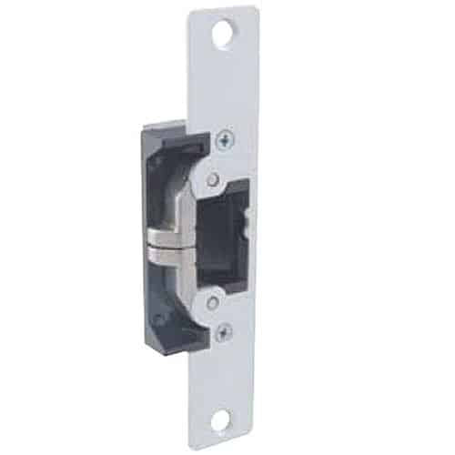 Metal door lock mechanism on a white background