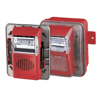 Gentex WGEC24-75WR Commander Series Low-Profile Evacuation Weatherproof Horn Strobe, 24VDC, 75CD, Red