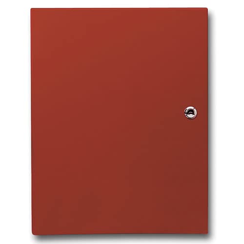 Honeywell Home V32FBPT VISTA Partitioned Light Commercial Fire and Burglary Alarm Control Panel in Large Red Cabinet with External Transformer