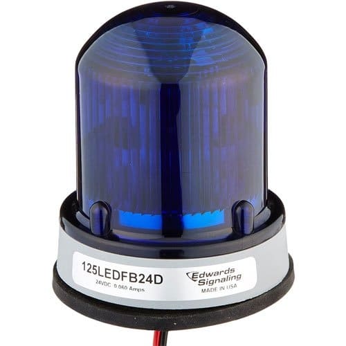 Edwards Signaling 125 Class Standard Flashing LED Beacon for NEMA 4X Applications, 24VDC, 0.060A, Gray Base, Blue Lens