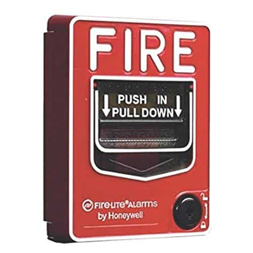 Fire-Lite BG-12LO Dual-Action Pull Station with SPST N/O Switch, Screw Terminal Connections, Key Lock, for Outdoor Use, does not Include Backbox