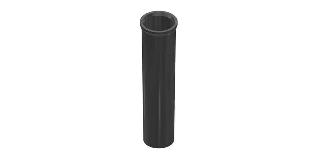 Black cylindrical object on a white background