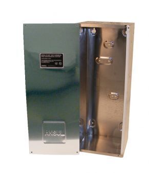 Metallic box with a label on a white background
