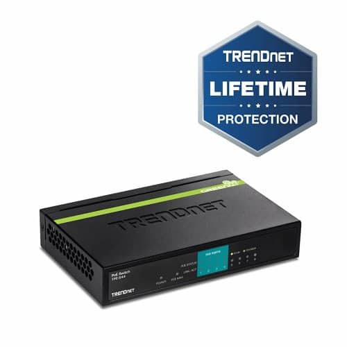 Trendnet network switch with Lifetime Protection badge on a white background
