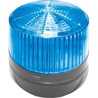 Blue rotating beacon light on a white background