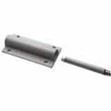 Metallic door closer on a white background