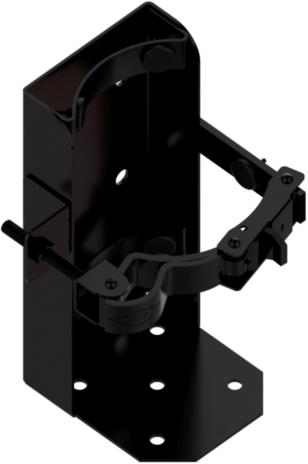 Black metal bracket on a white background