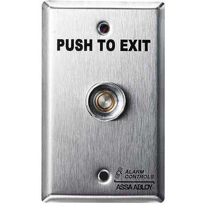 Alarm Controls TS-16 Request-to-Exit Station with Pneumatic Timer, 1/4" Push Button, Single Gang, 430 Stainless Steel