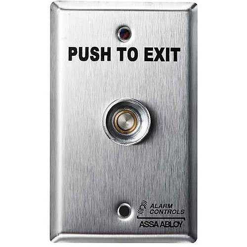 Alarm Controls TS-16 Request-to-Exit Station with Pneumatic Timer, 1/4" Push Button, Single Gang, 430 Stainless Steel