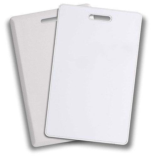 Two white key cards on a white background