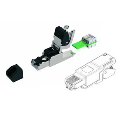 Set of electronic components on a white background