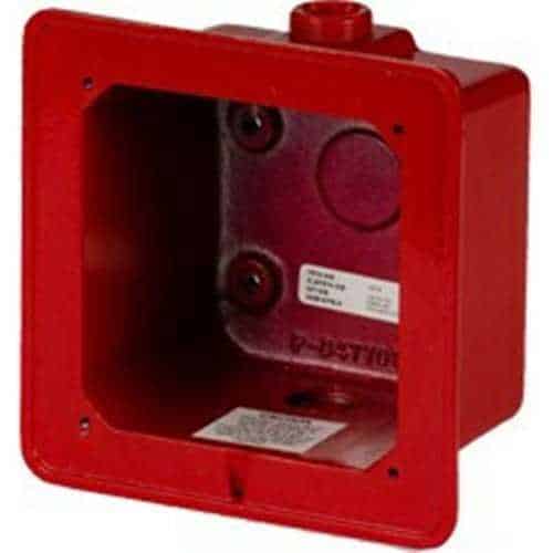 Edwards Signaling 2400 Series Surface Box, Outdoor, 5.92"W 5. 92"L 3.4"H, red surface