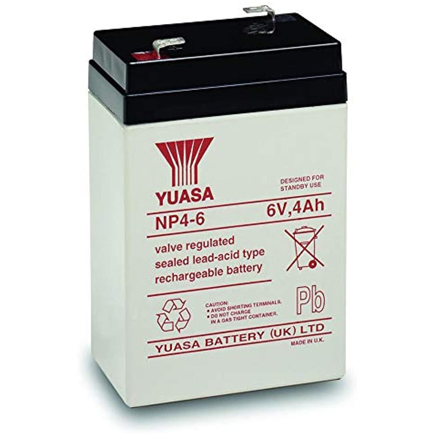 Yuasa NP4-6, 6V 4Ah Valve Regulated SLA Battery