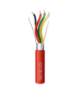 Genesis 46071004 16/4 Solid Shielded Plenum Fire Alarm Cable, FPLP, CL3P, FT6, 1000' (304.8m), Reel, Red