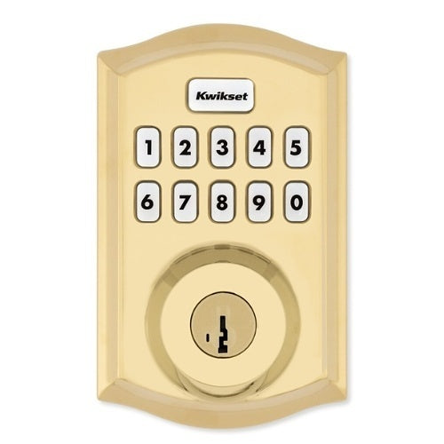 Kwikset 98935-003 HomeConnect 620 Long-Range Z-Wave Traditional Smart Lock, 920 MHz, Polished Brass
