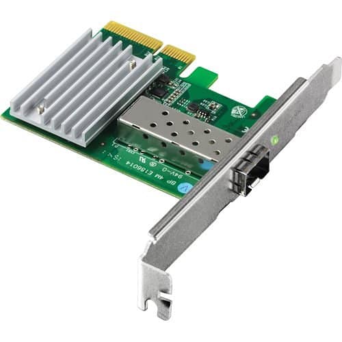 Network adapter card with heatsink on a white background