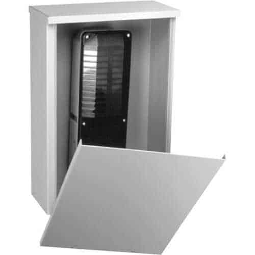 Metallic box with a reflective interior on a white background