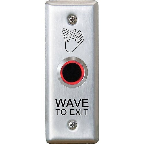 Camden CM-221/46N ValueWave 12/24V DC Powered Touchless Switch Relay, Narrow, Stainless-Steel Faceplate, with Light Ring, Wave to Exit Graphics