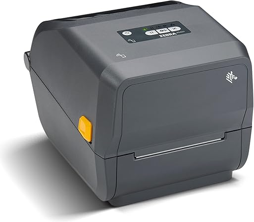 Zebra label printer on a white background