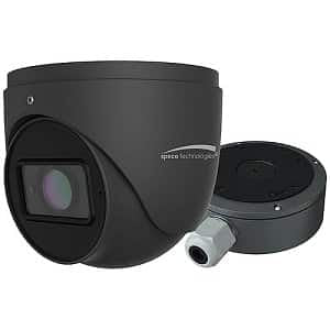 Speco O4IT1M Intensifier 4MP WDR Turret IP Camera with Advanced Analytics and Junction Box, 2.8-12mm Motorized Lens, NDAA Compliant, Dark Gray