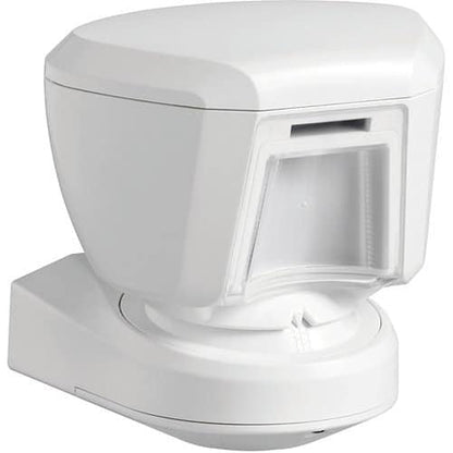 White outdoor motion sensor on a white background