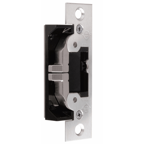 Metal door lock mechanism on a white background