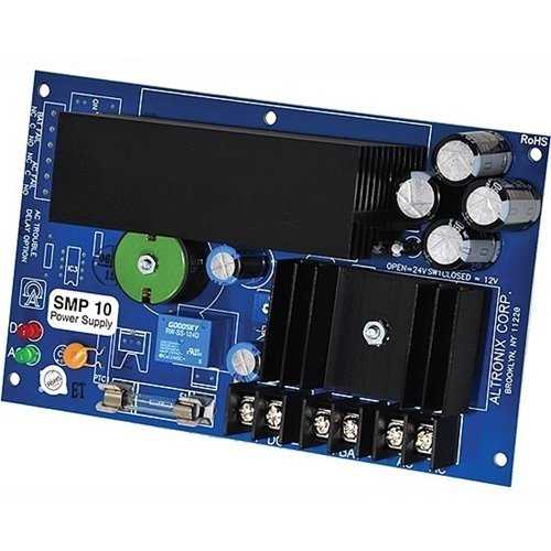 Altronix SMP10 Power Supply/Charger, Single Output, 12/24VDC at 10A, Board