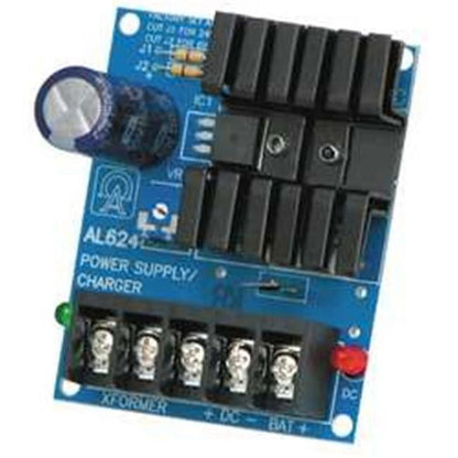 Power supply/charger module with components on a blue background