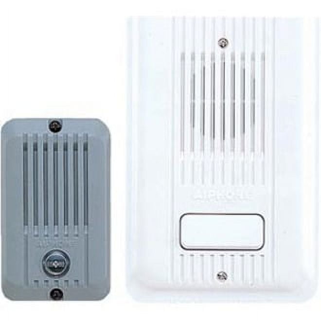 Two electronic devices, one gray and one white, on a white background