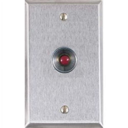 Alarm Controls RP-26 Remote Wall Plate with N/O Red Push Button, Guard Ring, Single Gang, Stainless Steel