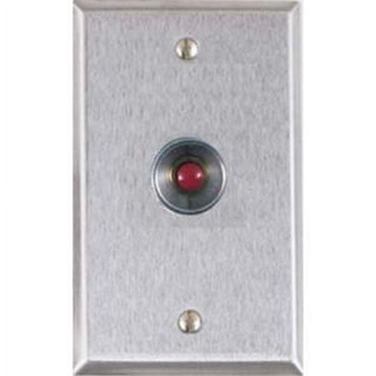 Alarm Controls RP-26 Remote Wall Plate with N/O Red Push Button, Guard Ring, Single Gang, Stainless Steel