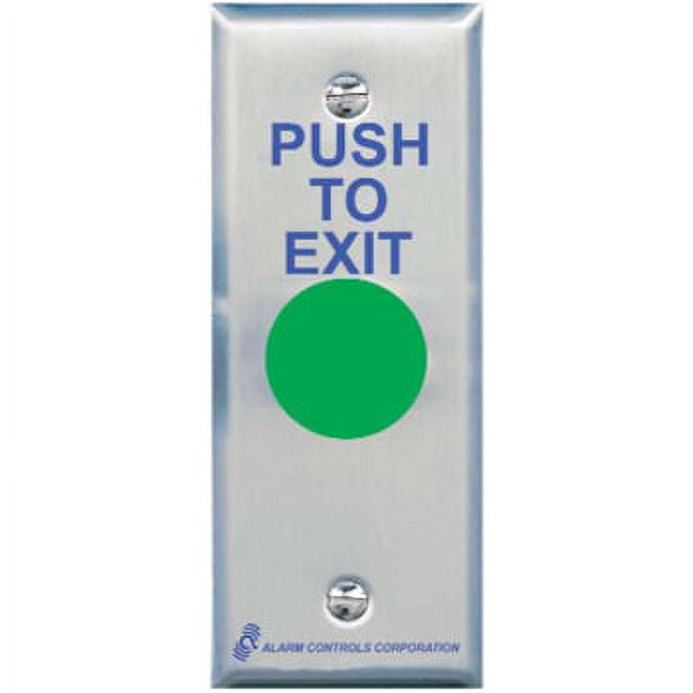 Alarm Controls TS-14N Request to Exit Button with Pneumatic Timer on Narrow 1-3/4" Wall Plate, 1-1/2" Green Push Button, Single Gang, 302 Stainless Steel