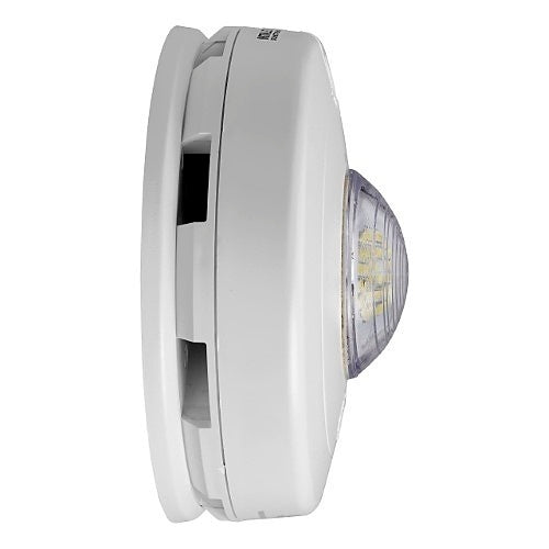 White electronic device with a circular component on a white background