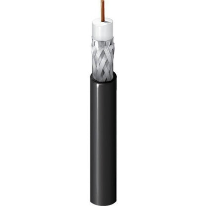 Belden 0101000 RG-59 Coaxial Vdeo Cable, 75 ohm SDI Coax, 20AWG Solid Bare Copper Conductor, PE Insulation, Foil 95% Tinned Copper Braid Shield, PVC Jacket, CMR, 1000' (304.8m) Reel, Black