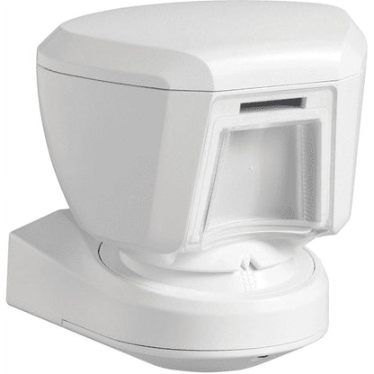 White outdoor motion sensor on a white background