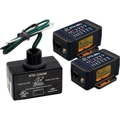 black surge protection kit on white background 