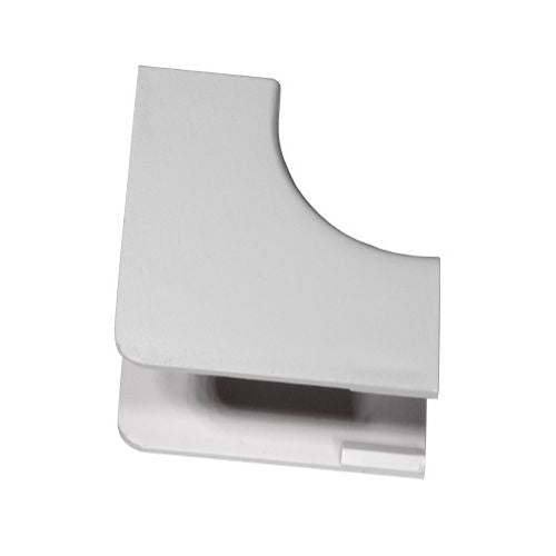 A white plastic L-shaped corner bracket or clip shown on a plain white background.