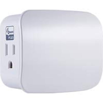 white device with power port on white background 