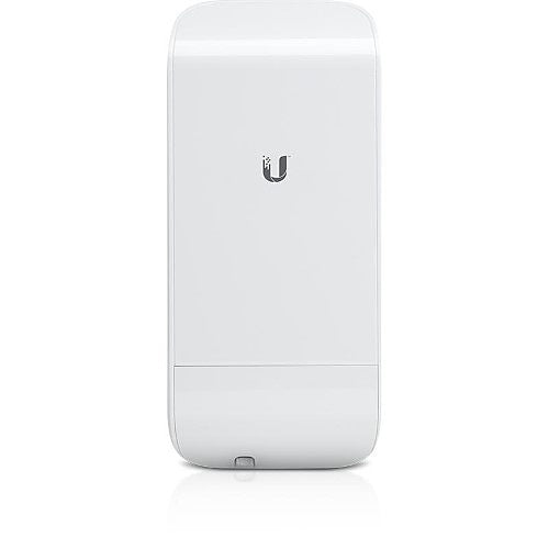 White electronic device with a logo on a white background