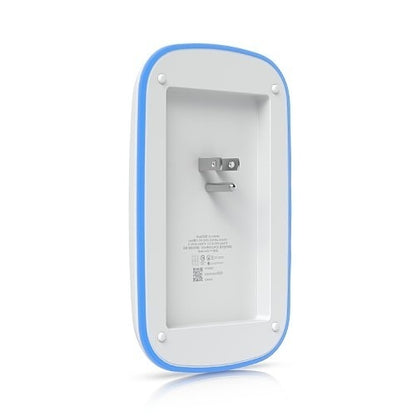 White electronic device with a blue border on a white background