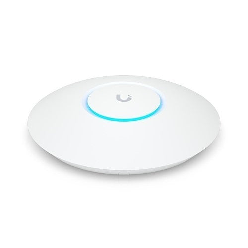 White round device with a logo on a white background