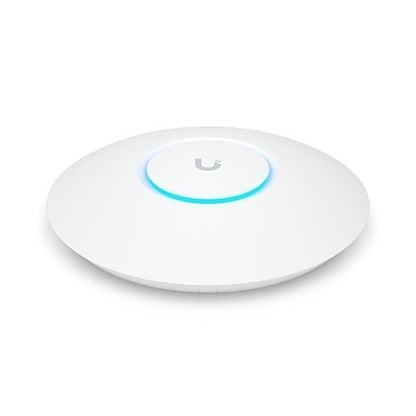 White round device with a logo on a white background