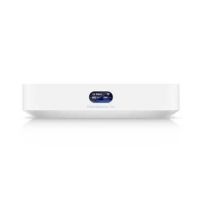 White electronic device with digital display on a white background
